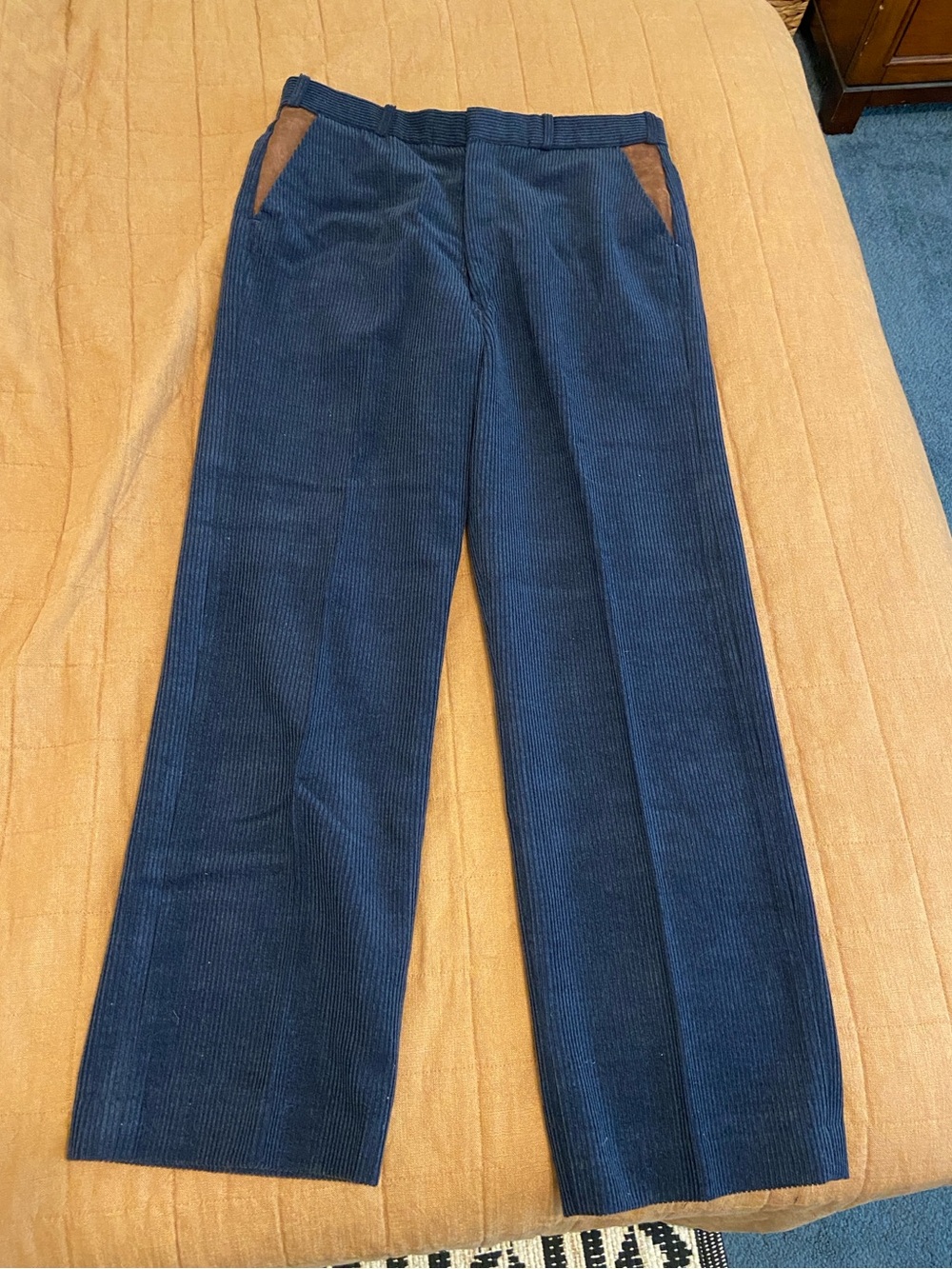 L.L. Bean | Wool-blend Navy Corduroy Pants | Made in England